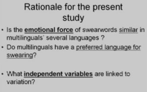 Jean-Marc Dewaele - power of swearwords lecture - emotions, multilingualism variables