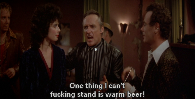 Hopper, flanked by Rosselini and Stockwell in the latter's apartment, yells, "One thing I can't fucking stand is warm beer!"